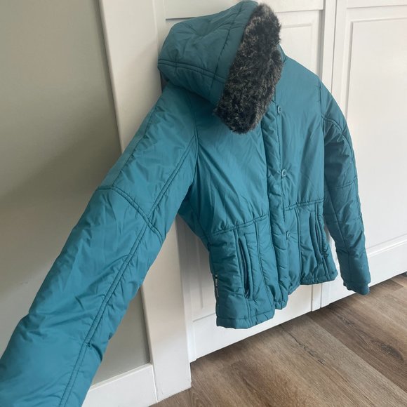 Triple Five Soul- Essentials Puffer Jacket in Turquoise - Size Small - Picture 4 of 8